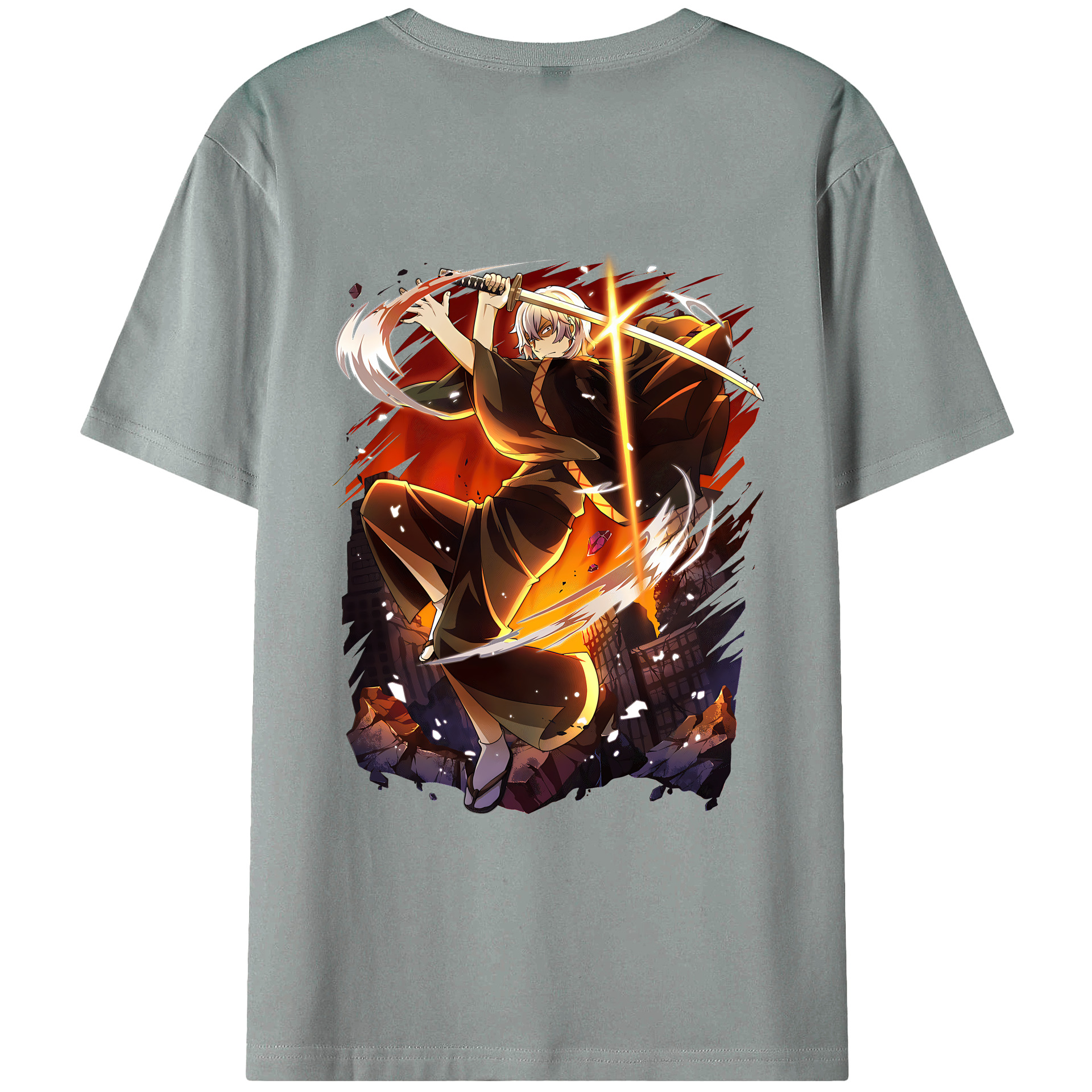（画像用） 文豪ストレイドッグス Bungo Stray Dogs 綿100％ メンズ半袖Tシャツ（バックプリント） 通気性